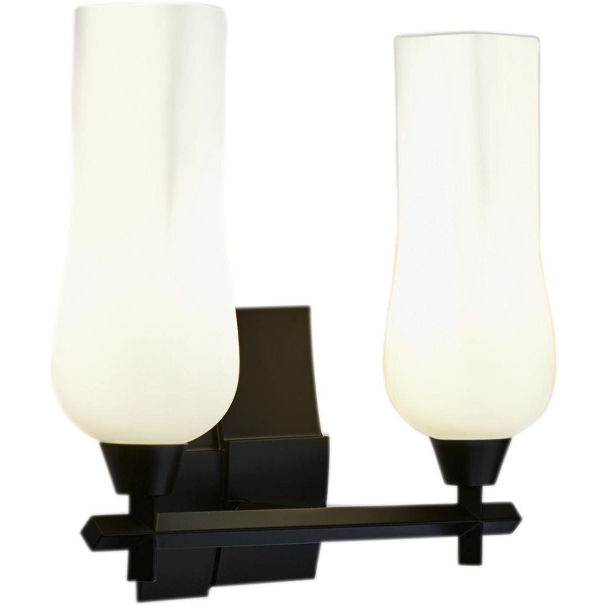 WL11303-BK 13.875 x 14.75 x 14.75 in. Fleur Wide 2-Light Vanity Light - Matte Black
