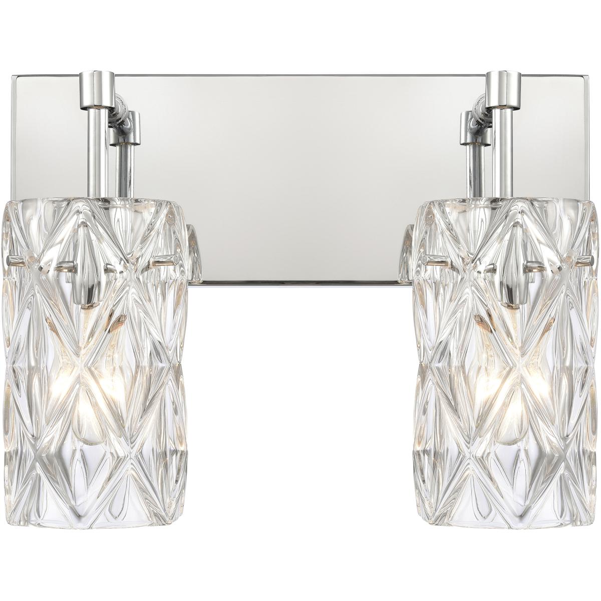 WL11305-CH 10 x 14 x 6 in. Forma De Crystal Wide 2-Light Vanity Light - Polished Chrome