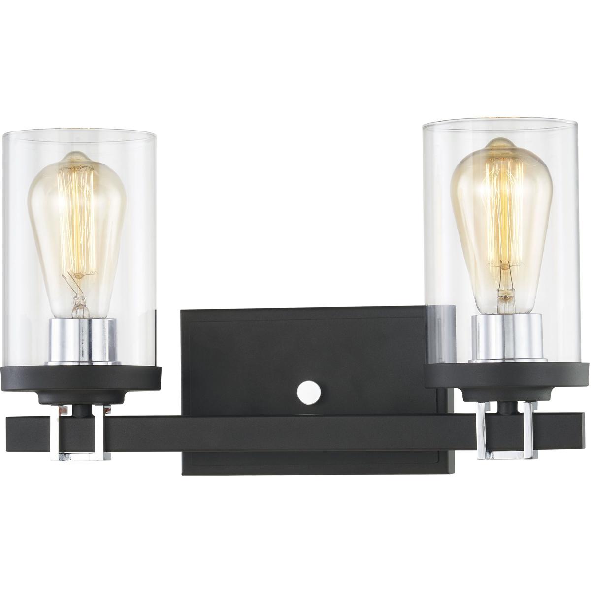WL11326-BK 9 x 15 x 6 in. Holdfast Wide 2-Light Vanity Light - Charcoal