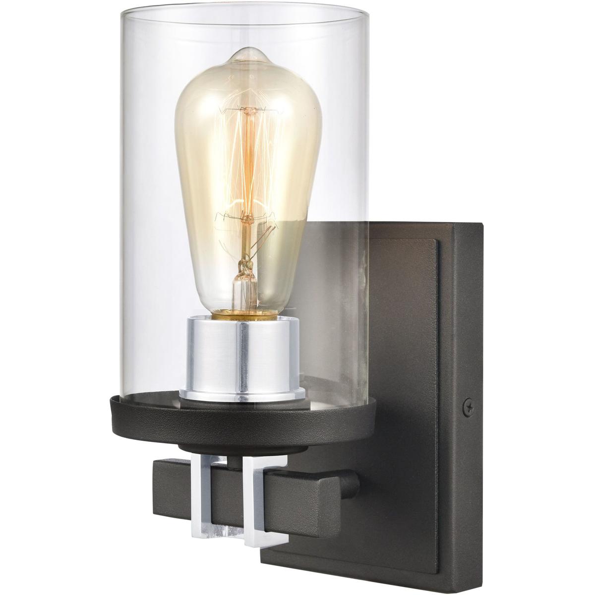 Atlas Lighting & Home WL11329-BK1 Holdfast Vanity Light Wall Light in Charcoal with Polished Chrome