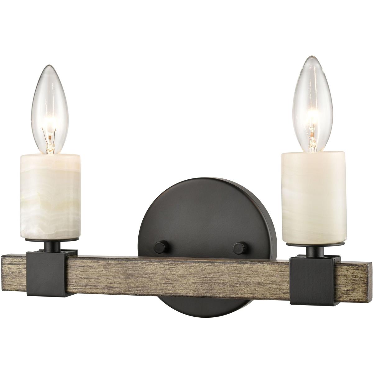 WL11450-BK 6 x 12 x 4 in. Stone Manor Wide 2-Light Vanity Light - Matte Black
