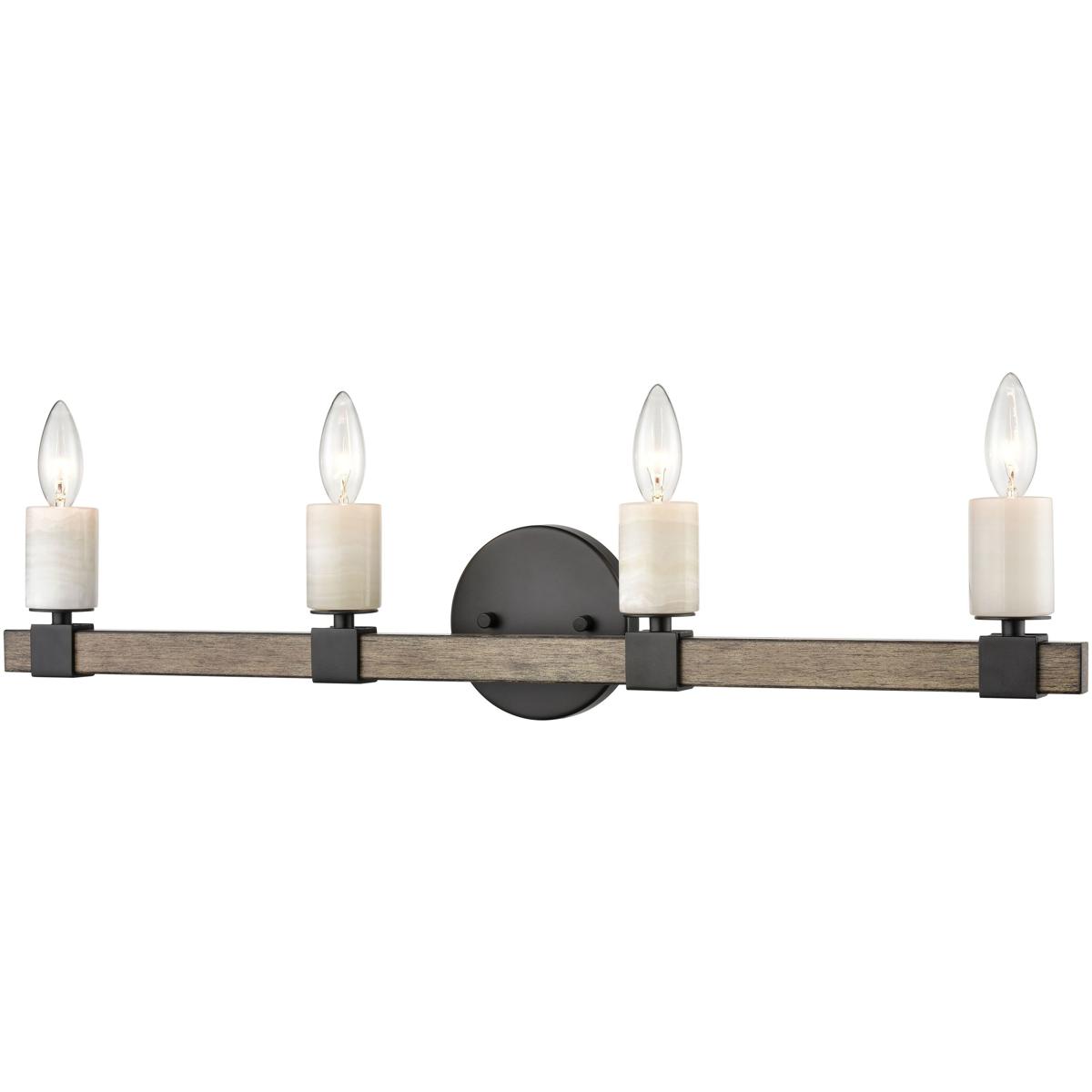 WL11452-BK 6 x 30 x 4 in. Stone Manor Wide 4-Light Vanity Light - Matte Black