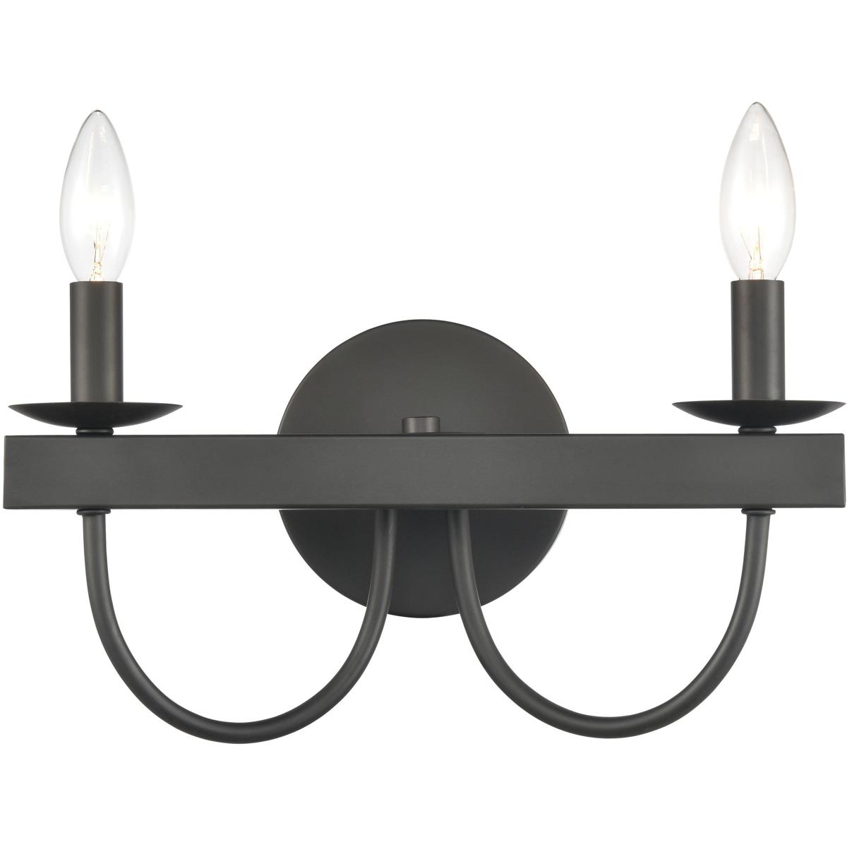 WL11480-BK 8 x 14 x 5 in. Williamson Wide 2-Light Vanity Light - Black