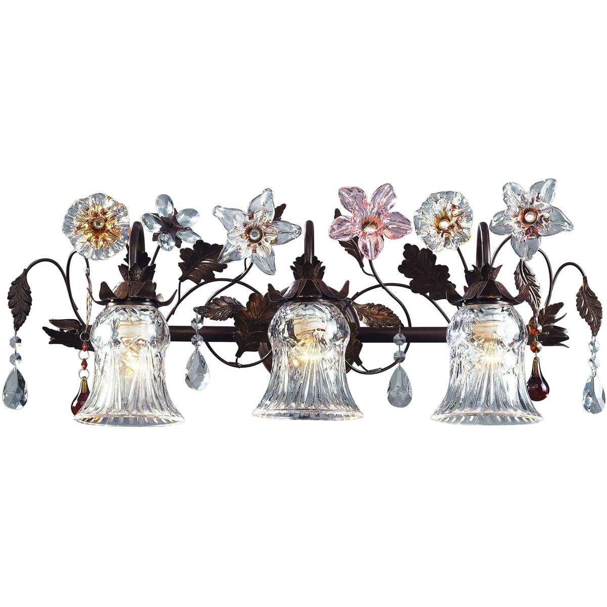 WL11576-BZ 11 x 26 x 9 in. Cristallo Fiore Wide 3-Light Vanity Light - Deep Rust