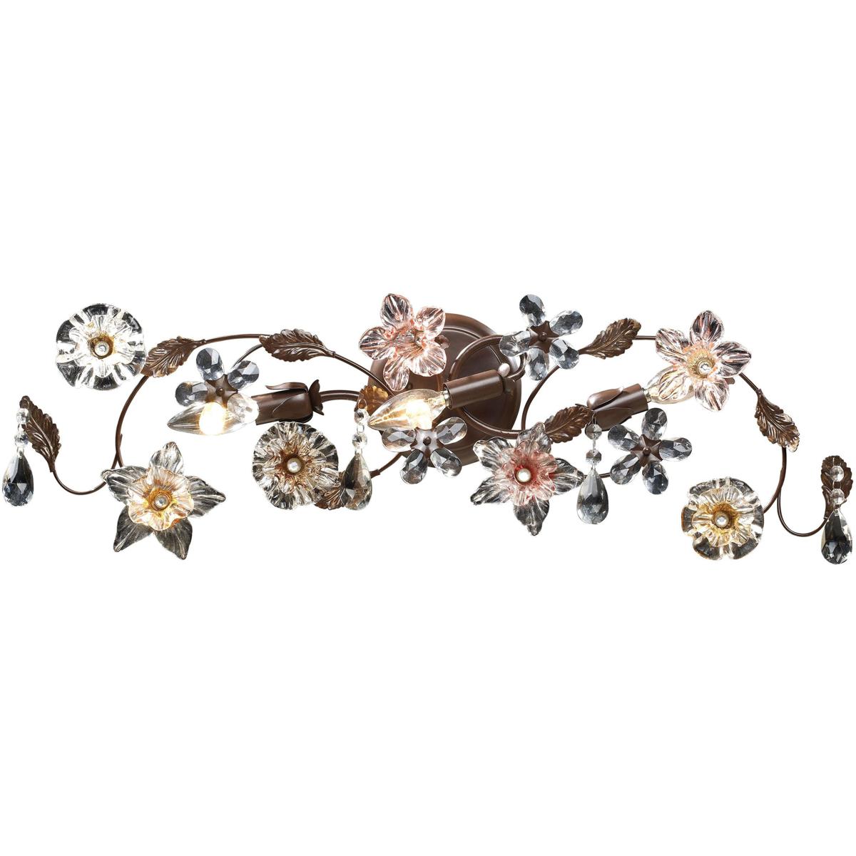 WL11577-BZ 8 x 30 x 6 in. Cristallo Fiore Wide 3-Light Vanity Light - Deep Rust