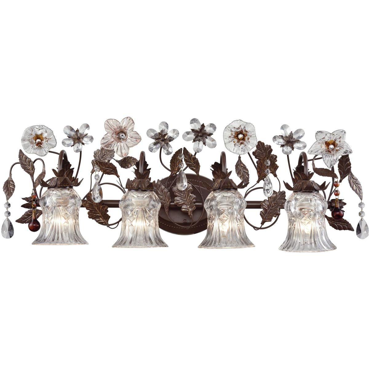 WL11578-BZ 13 x 33 x 9 in. Cristallo Fiore Wide 4-Light Vanity Light - Deep Rust