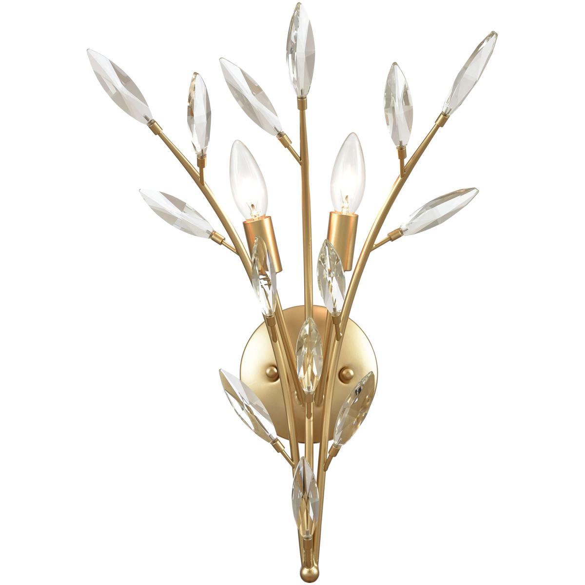 WL11608-GD 20 x 14 x 9 in. Flora Grace High 2-Light Sconce - Champagne Gold