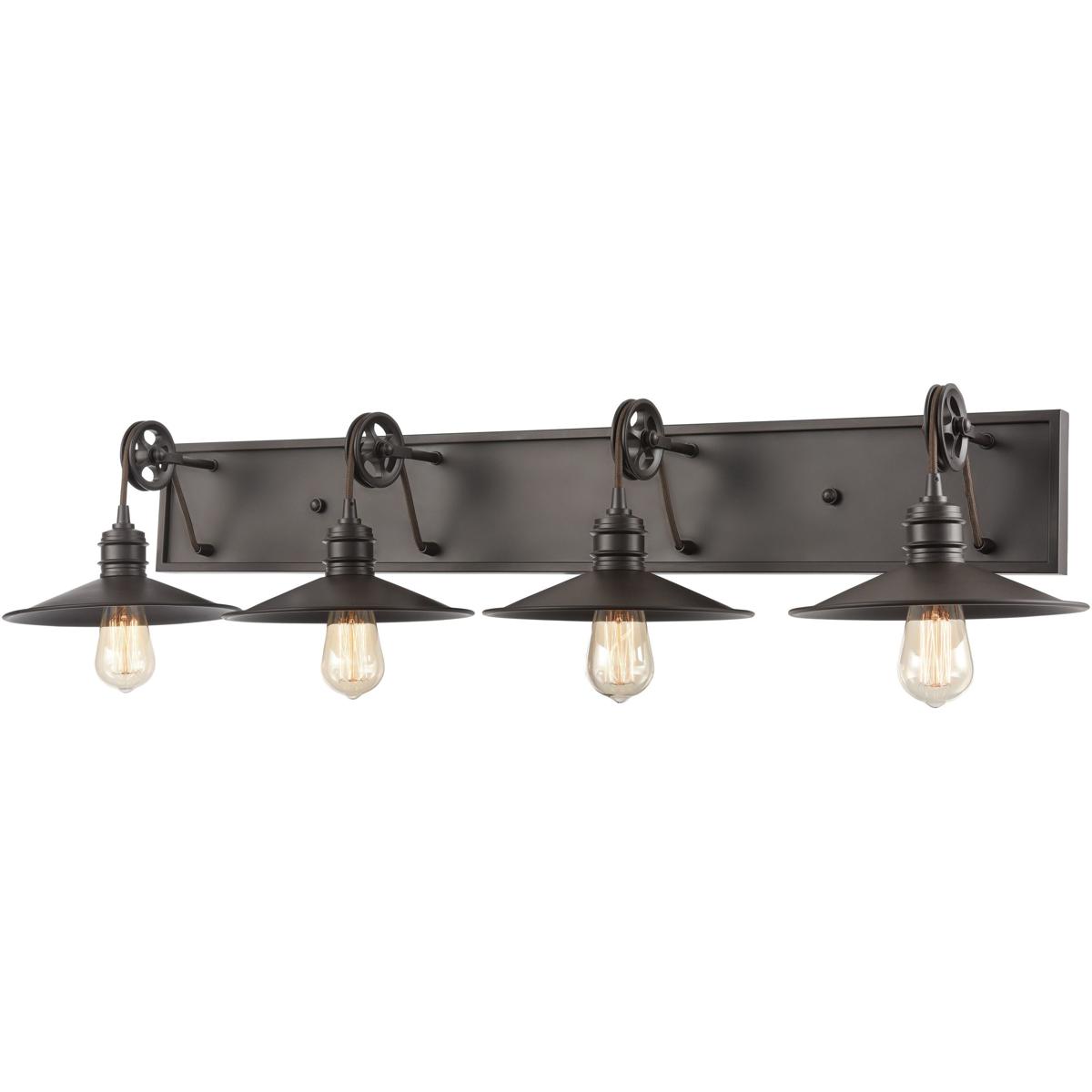WL11734-BZ 8 x 42 x 11 in. Spindle Wheel Wide 4-Light Vanity Light - Oil Rubbed Bronze