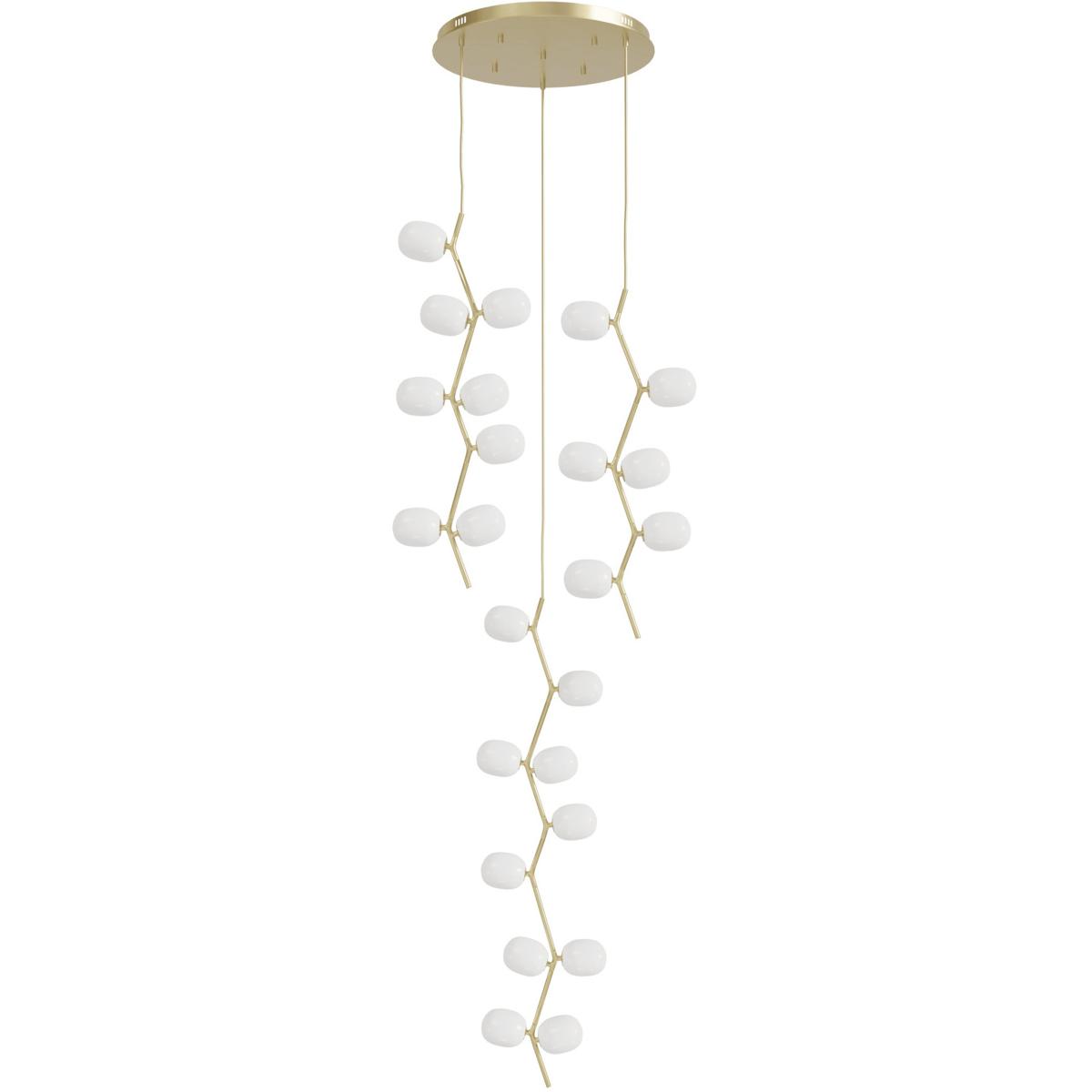 Avenue Lighting HF4824-WHT Hampton LED 26 inch Brushed Brass Multi Port Pendant Ceiling Light in White Glass