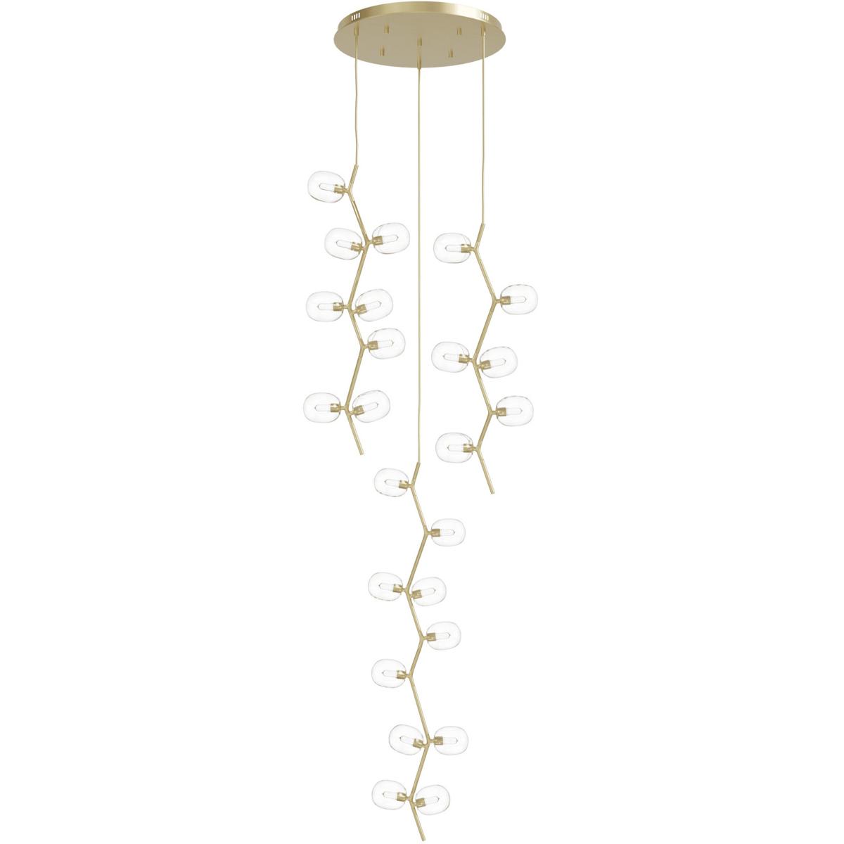 Avenue Lighting HF4824-CLR Hampton LED 26 inch Brushed Brass Multi Port Pendant Ceiling Light in Clear Glass