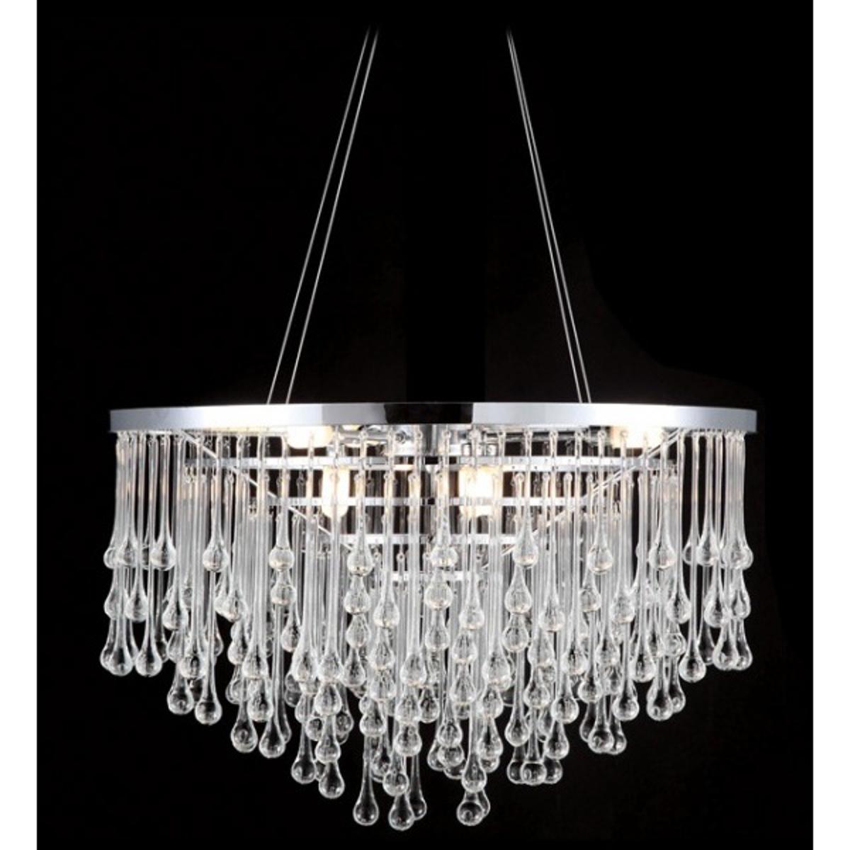 Avenue Lighting HF1809-PN Hollywood Blvd. LED 22 inch Polished Nickel and Clear Glass Tear Drops Chandelier Ceiling Light