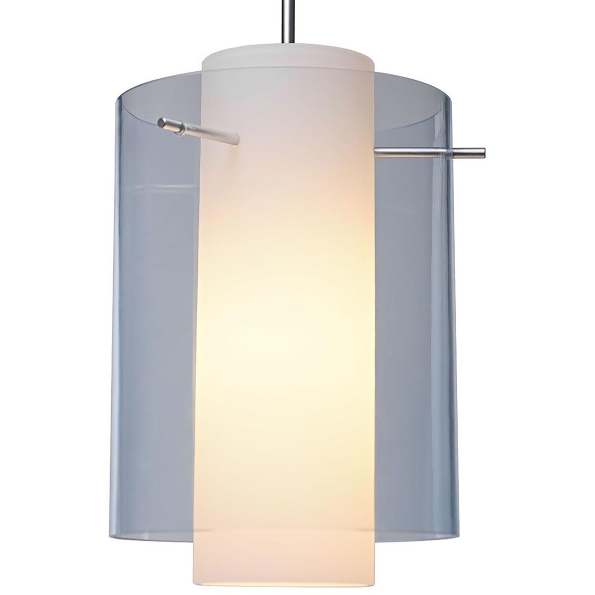 Bruck Lighting LLED/834/30K/90/MC/PMC Rome LED 7.88 inch Matte Chrome Pendant Ceiling Light in Aqua Outer/Matte White Inner Glass