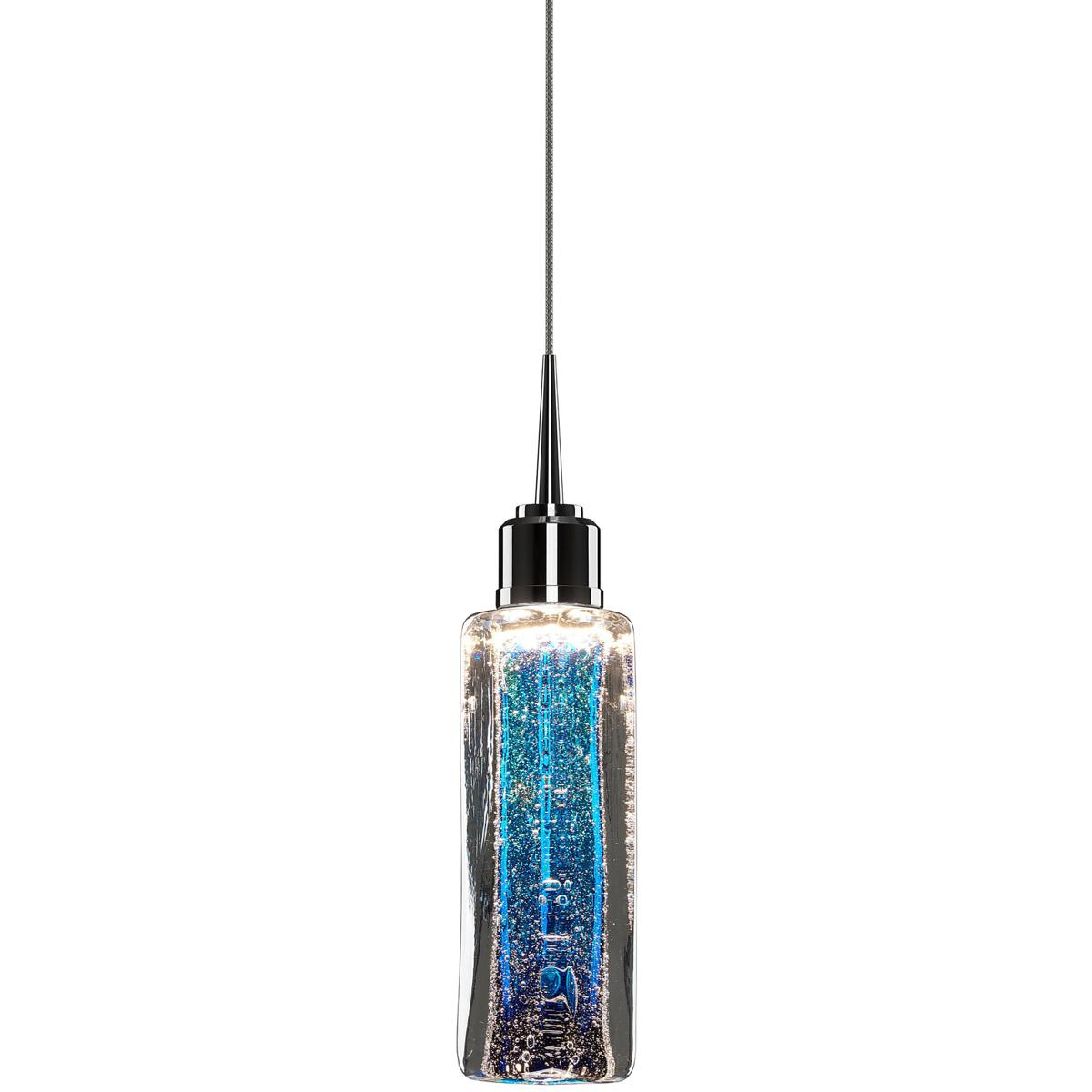 Bruck Lighting MLED30KCHP992 Capella LED 2 inch Chrome Pendant Ceiling Light in Blue Glass