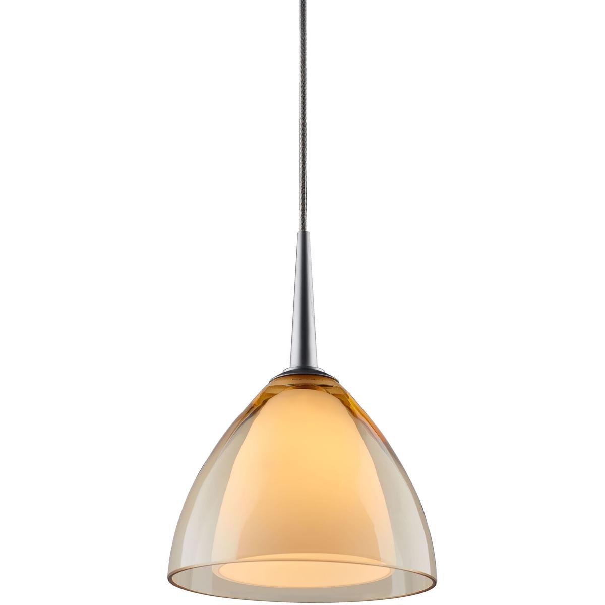 Bruck Lighting MLED/30K/MC/P/726 Rainbow LED 4.5 inch Matte Chrome Small Pendant Ceiling Light in Smoky Glass