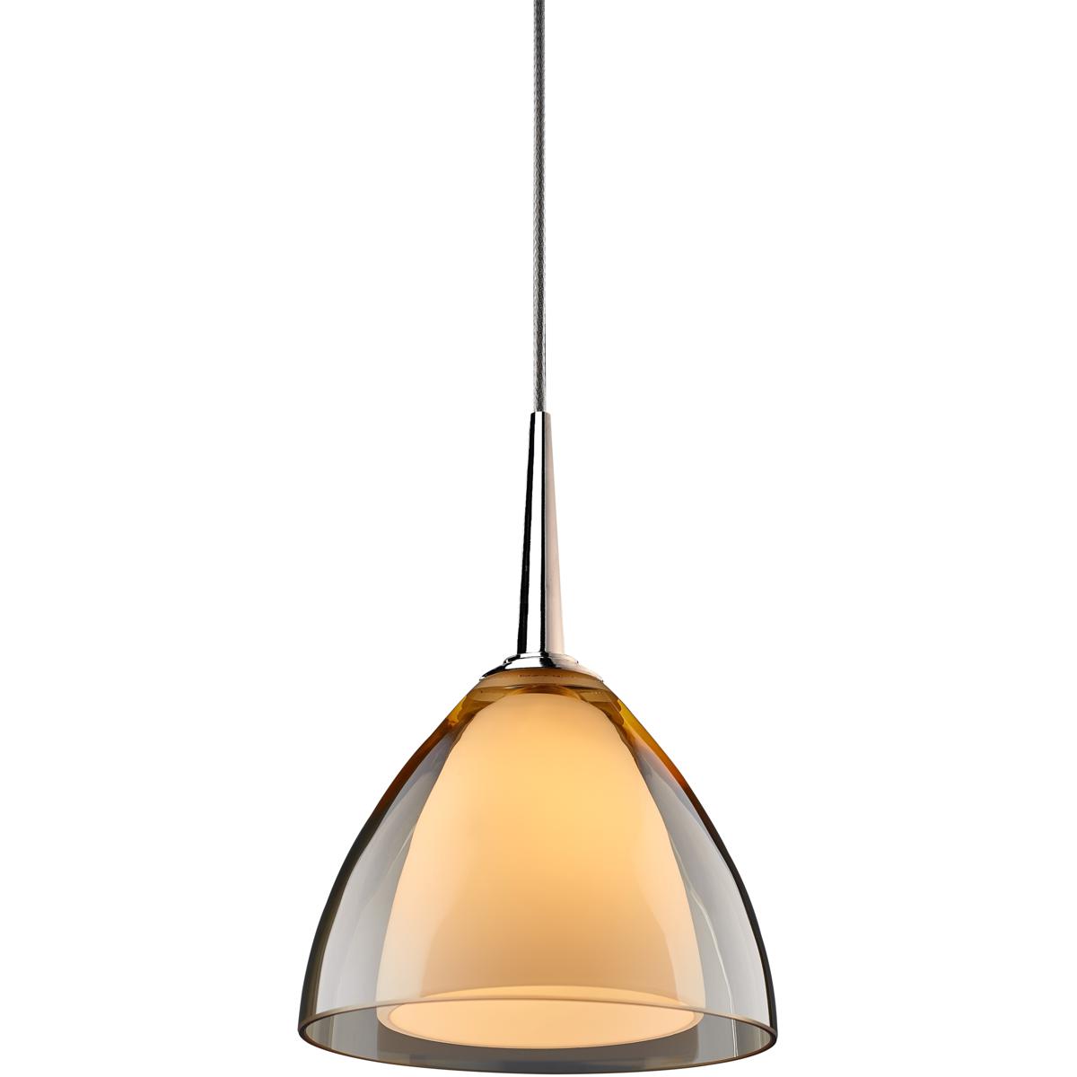 Bruck Lighting MSG9/CH/P/726 Rainbow 1 Light 4.5 inch Chrome Pendant Ceiling Light in Smoky Glass