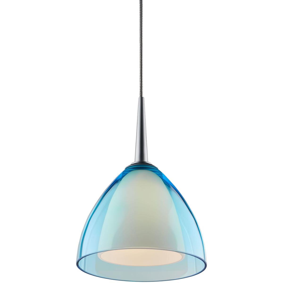 Bruck Lighting MSG9/MC/P/728 Rainbow 1 Light 4.5 inch Matte Chrome Pendant Ceiling Light in Turquoise Glass