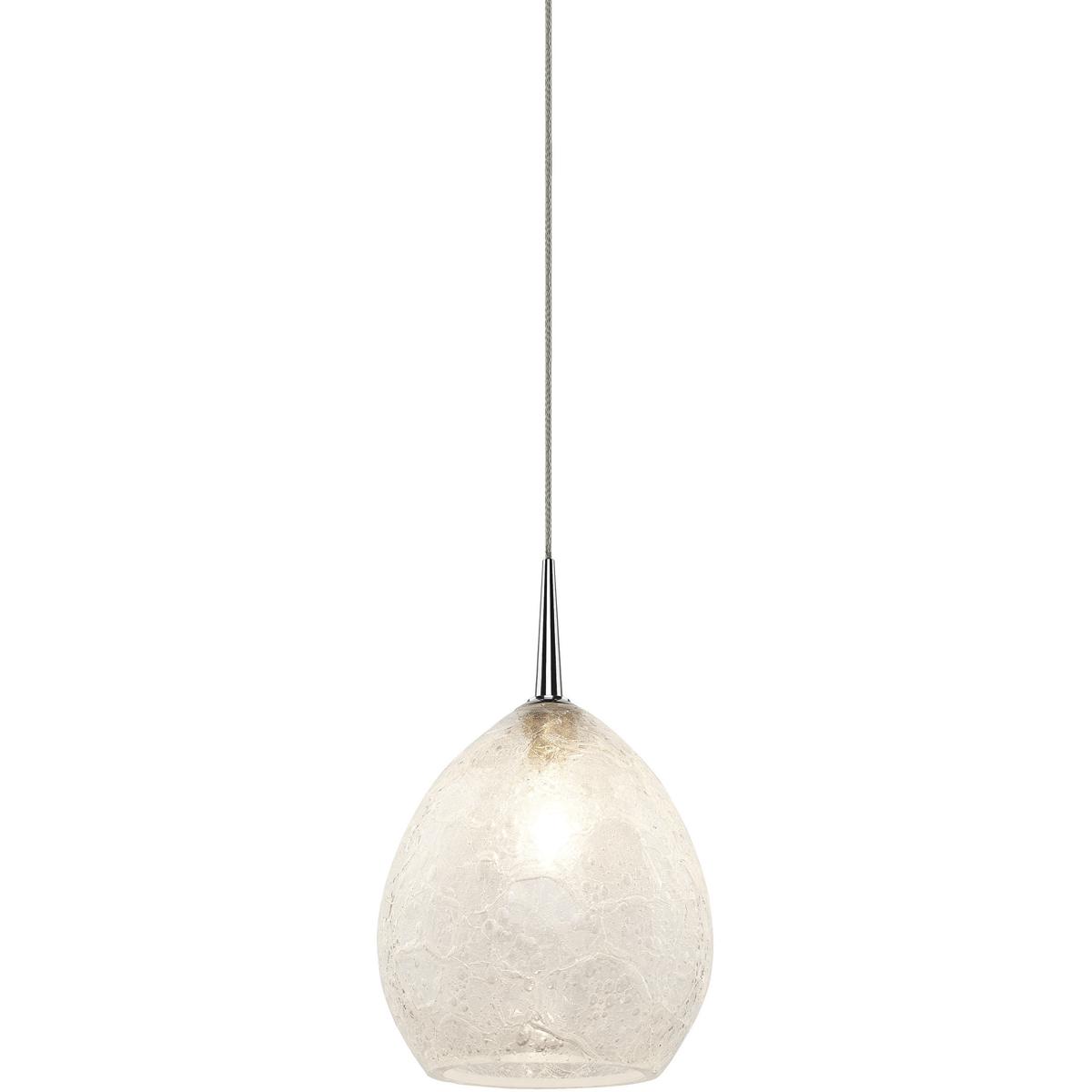 Bruck Lighting MSG9/MC/P/885 Vibe 1 Light 5.5 inch Matte Chrome Pendant Ceiling Light in Ice Glass