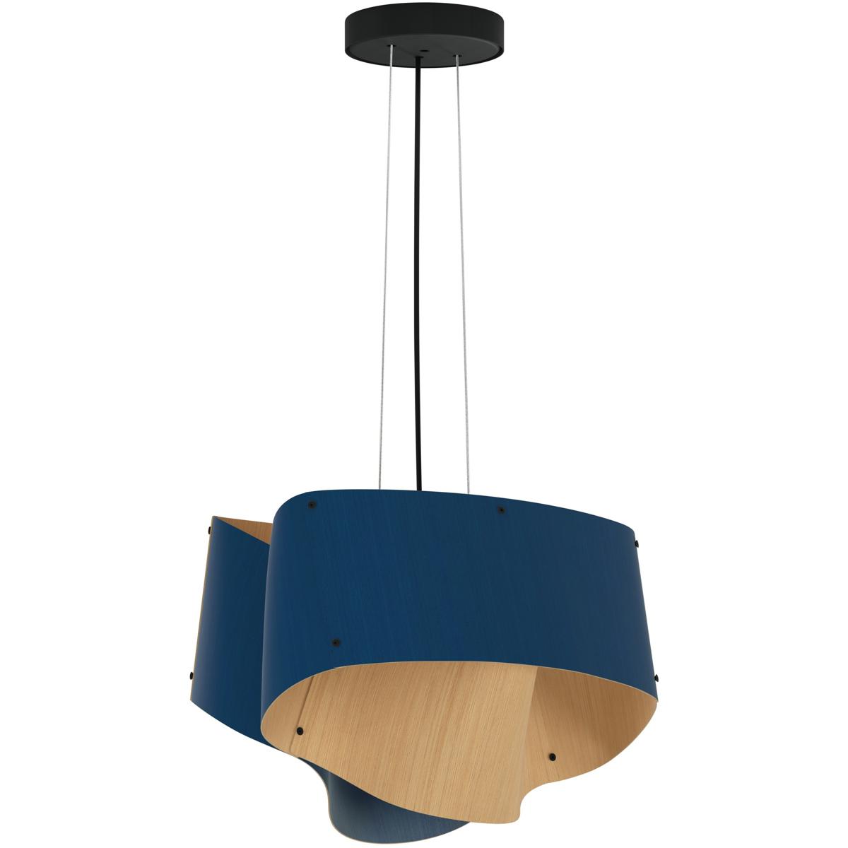 Bruck Lighting WEP-CAR-45-LE26-PBK-BLU-ASH Carlotta 1 Light 16.9 inch Black Pendant Ceiling Light in Blue/Ash, WEP Collection