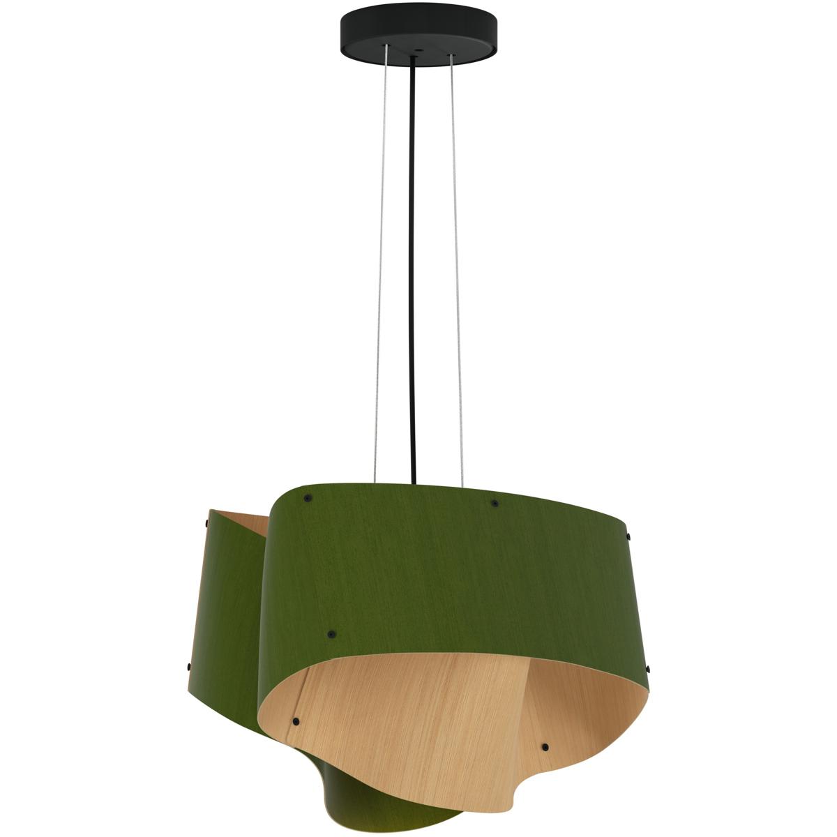 Bruck Lighting WEP-CAR-45-LE26-PBK-GRN-ASH Carlotta 1 Light 16.9 inch Black Pendant Ceiling Light in Green/Ash, WEP Collection