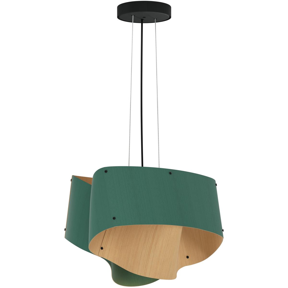 Bruck Lighting WEP-CAR-45-LE26-PBK-LPT-ASH Carlotta 1 Light 16.9 inch Black Pendant Ceiling Light in Light Petrol/Ash, WEP Collection