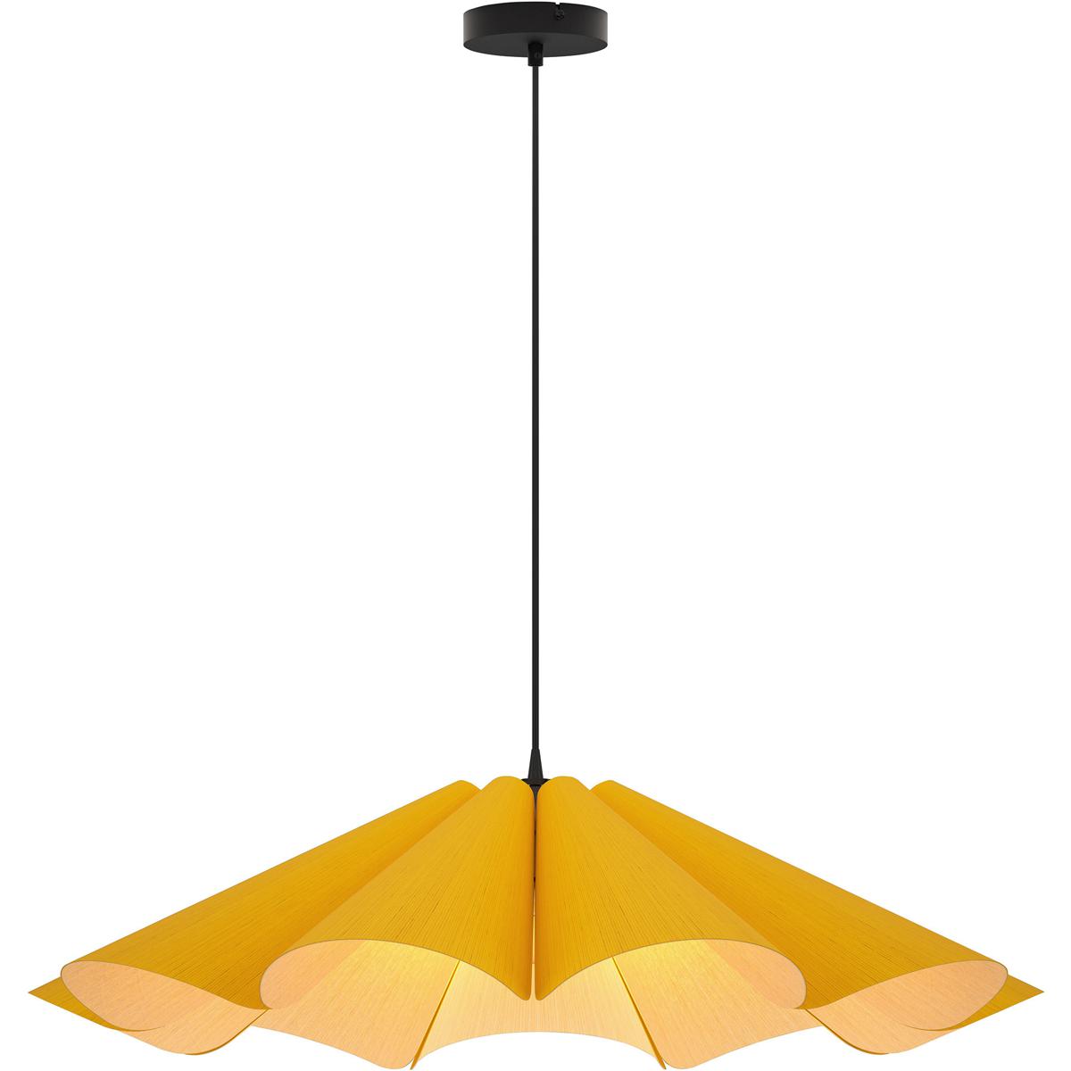 Bruck Lighting WEPDEL/60/YLW/ASH Delfina 1 Light 23.6 inch Black Pendant Ceiling Light in Yellow/Ash, 24 in, WEP Collection