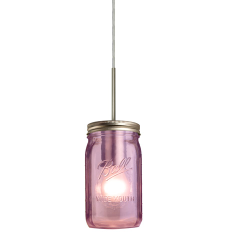 Besa Lighting 1jt Milo4pl Sn Milo 1 Light Satin Nickel Pendant Ceiling Light In Transparent Purple Glass