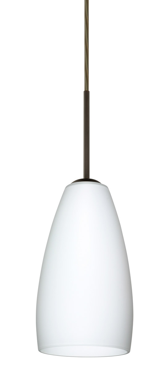 Besa Lighting 1BT-150907-BR Chrissy 1 Light Bronze Pendant Ceiling Light in Opal Matte Glass