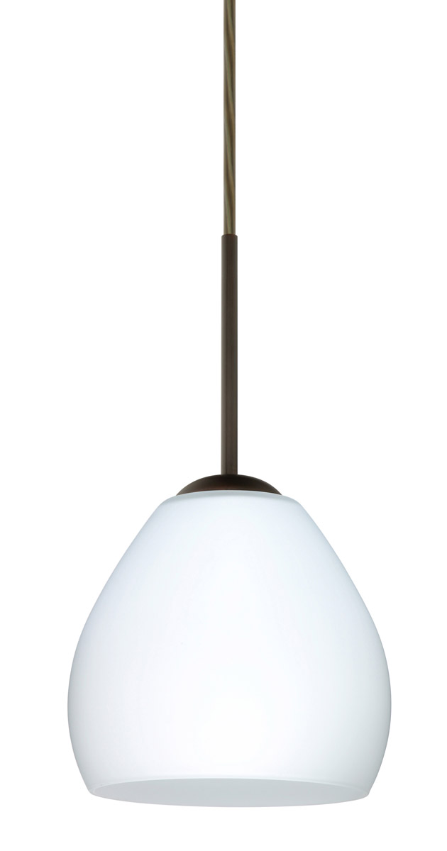 Besa Lighting 1BT-412207-LED-BR Bolla LED Bronze Pendant Ceiling Light in Opal Matte Glass