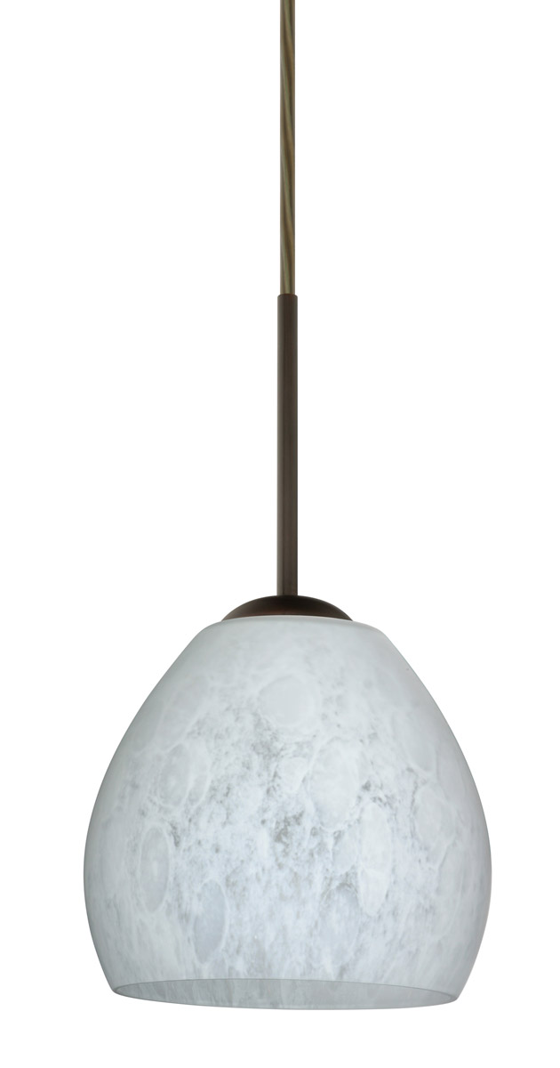 Besa Lighting 1BT-412219-LED-BR Bolla LED Bronze Pendant Ceiling Light in Carrera Glass
