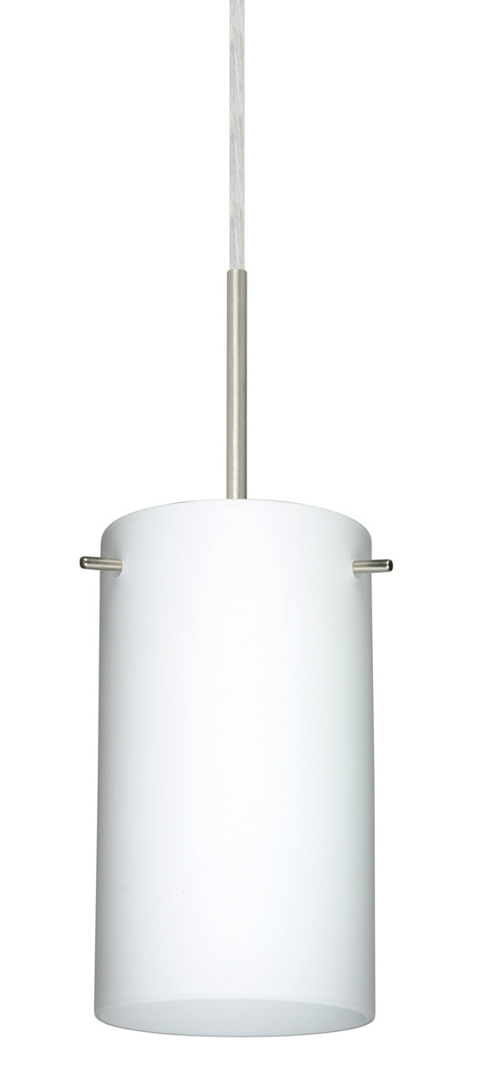 Besa Lighting 1BT-440407-LED-SN Stilo 7 LED Satin Nickel Pendant Ceiling Light in Opal Matte Glass