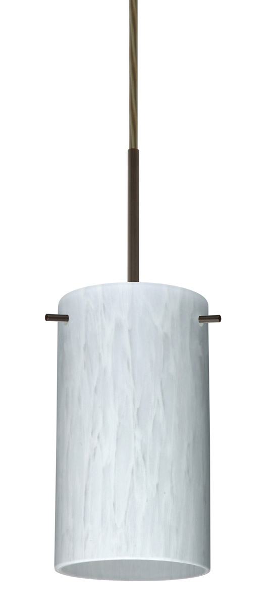 Besa Lighting 1BT-440419-LED-BR Stilo 7 LED Bronze Pendant Ceiling Light in Carrera Glass