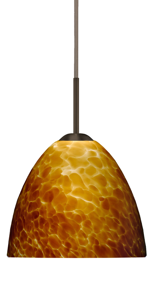 Besa Lighting 1BT-757218-LED-BR Sasha Ii LED Bronze Pendant Ceiling Light in Amber Cloud Glass