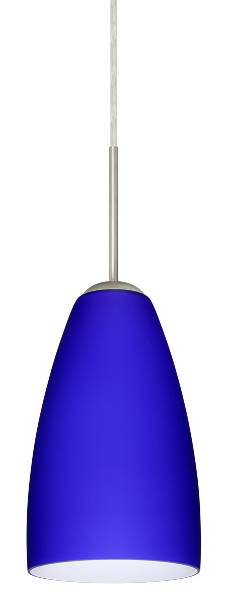 Besa Lighting 1JT-1511CM-LED-SN Riva 9 LED Satin Nickel Pendant Ceiling Light in Cobalt Blue Matte Glass