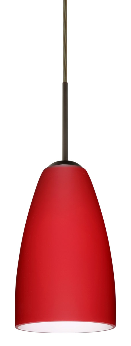 Besa Lighting 1JT-1511RM-LED-BR Riva 9 LED Bronze Pendant Ceiling Light in Ruby Matte Glass