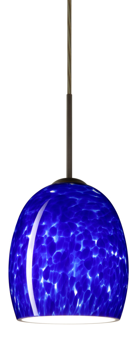 Besa Lighting 1JT-169786-LED-BR Lucia LED Bronze Pendant Ceiling Light in Blue Cloud Glass