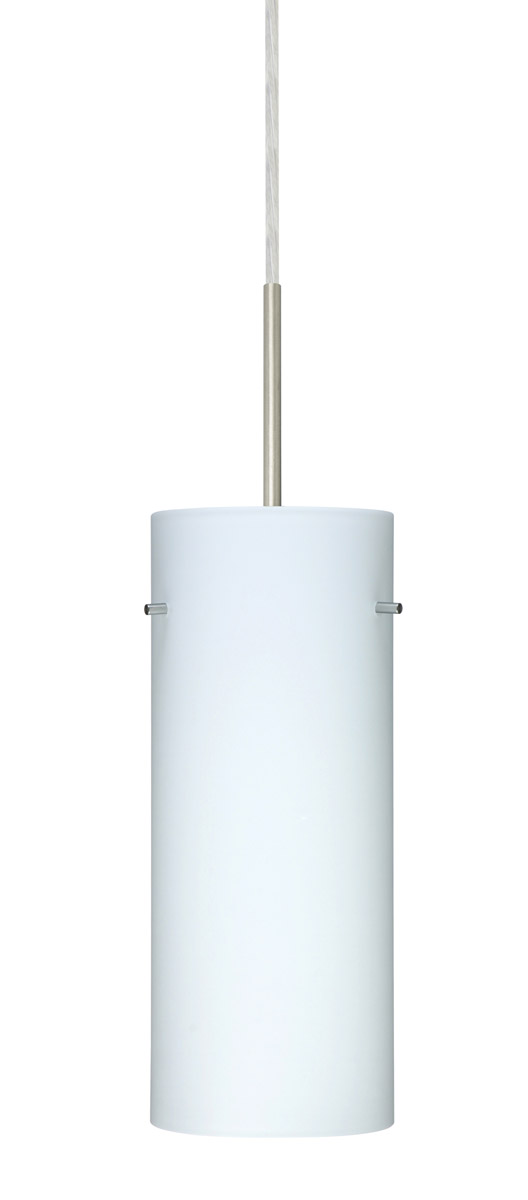 Besa Lighting 1JT-412307-SN Stilo 10 1 Light Satin Nickel Pendant Ceiling Light in Incandescent, Opal Matte Glass