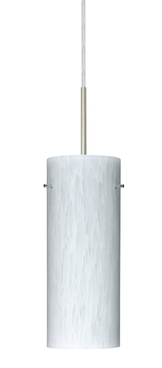 Besa Lighting 1JT-412319-SN Stilo 10 1 Light Satin Nickel Pendant Ceiling Light in Incandescent, Carrera Glass