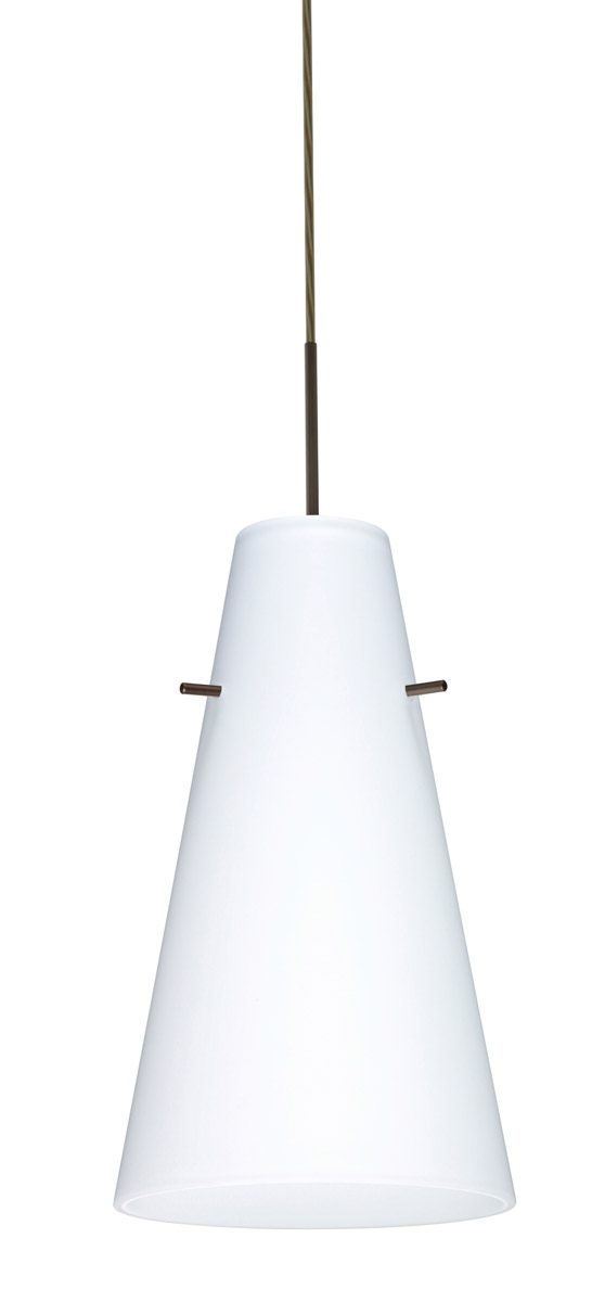 Besa Lighting 1JT-412407-BR Cierro 1 Light Bronze Pendant Ceiling Light in Incandescent, Opal Matte Glass