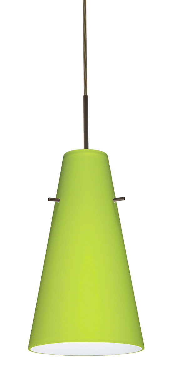 Besa Lighting 1JT-412435-LED-BR Cierro LED Bronze Pendant Ceiling Light in Chartreuse Glass