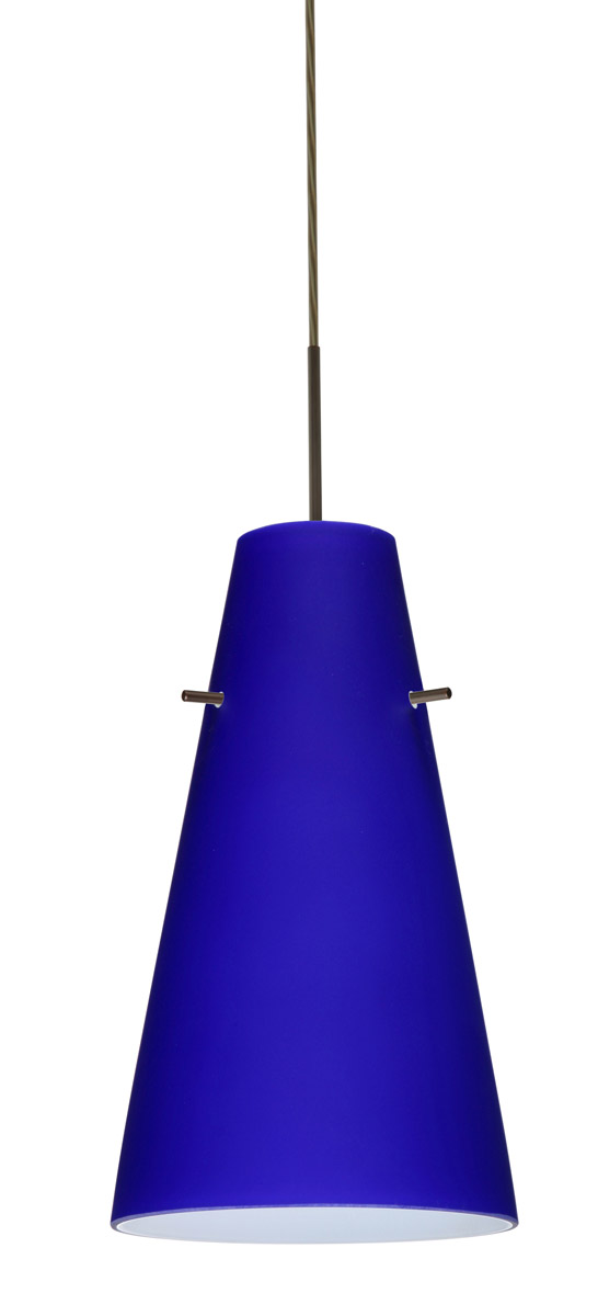 Besa Lighting 1JT-4124CM-LED-BR Cierro LED Bronze Pendant Ceiling Light in Cobalt Blue Matte Glass