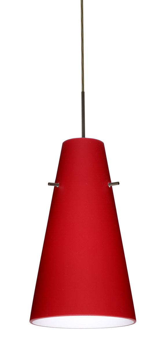 Besa Lighting 1JT-4124RM-BR Cierro 1 Light Bronze Pendant Ceiling Light in Incandescent, Ruby Matte Glass