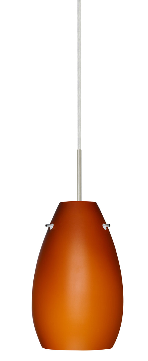 Besa Lighting 1JT-412680-SN Pera 9 1 Light Satin Nickel Pendant Ceiling Light in Incandescent, Amber Matte Glass