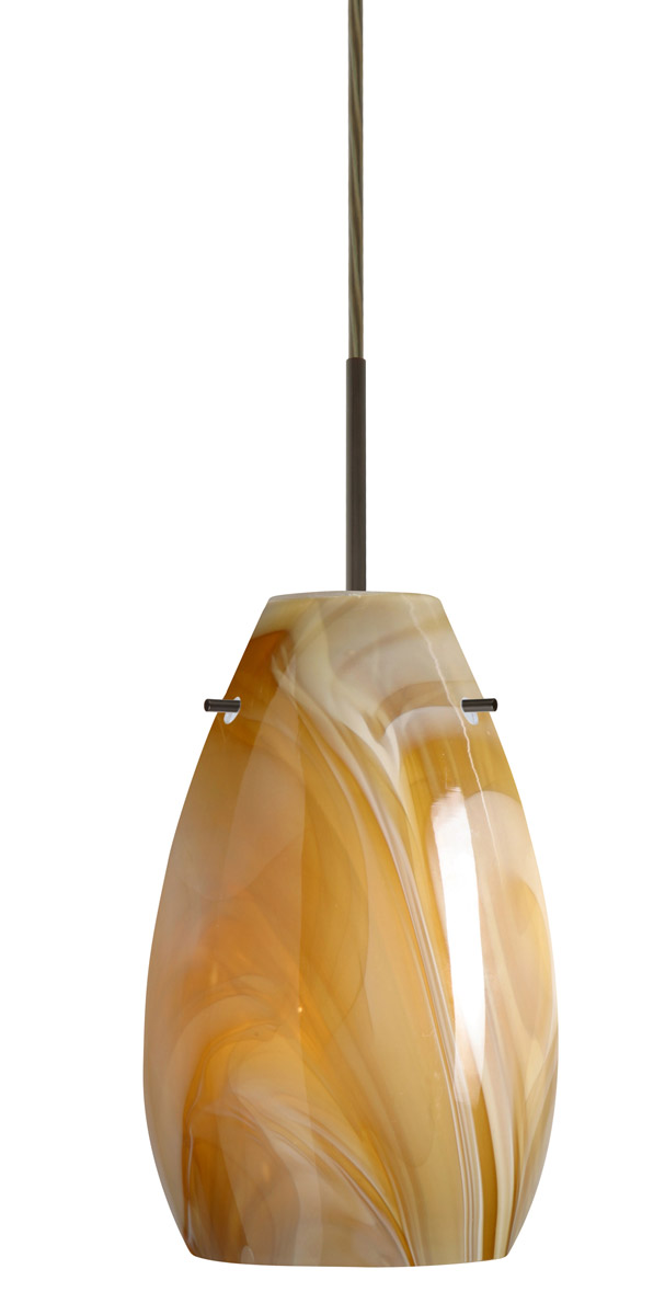 Besa Lighting 1JT-4126HN-BR Pera 9 1 Light Bronze Pendant Ceiling Light in Incandescent, Honey Glass