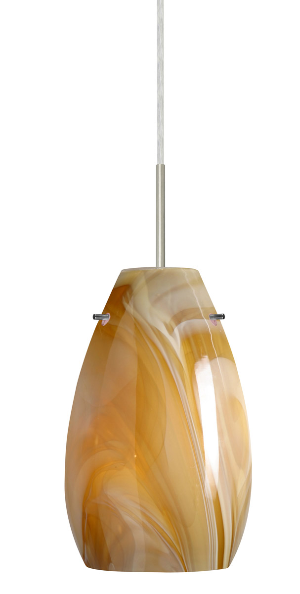 Besa Lighting 1JT-4126HN-SN Pera 9 1 Light Satin Nickel Pendant Ceiling Light in Incandescent, Honey Glass