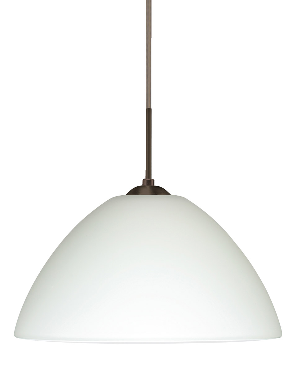 Besa Lighting 1JT-420107-LED-BR Tessa LED Bronze Pendant Ceiling Light in White Glass
