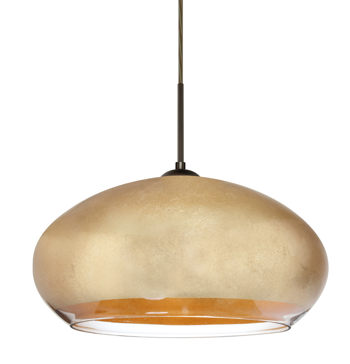 Besa Lighting 1JT-4345GF-BR Brio 1 Light Bronze Pendant Ceiling Light in Gold Foil Glass, Halogen