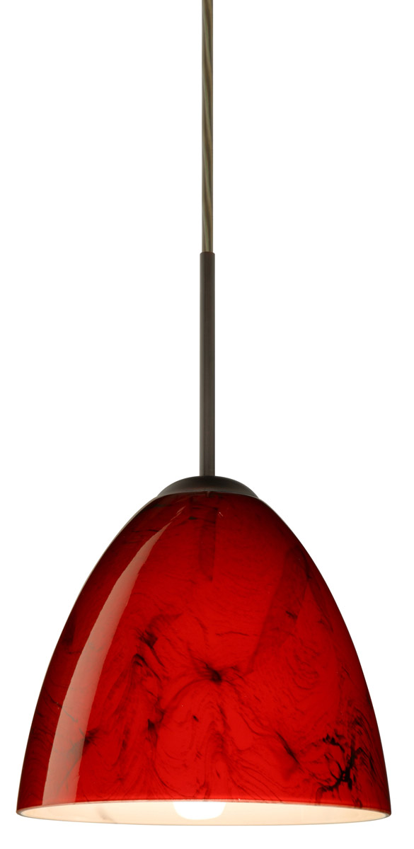 Besa Lighting 1JT-4470MA-BR Vila 1 Light Bronze Pendant Ceiling Light in Incandescent, Magma Glass