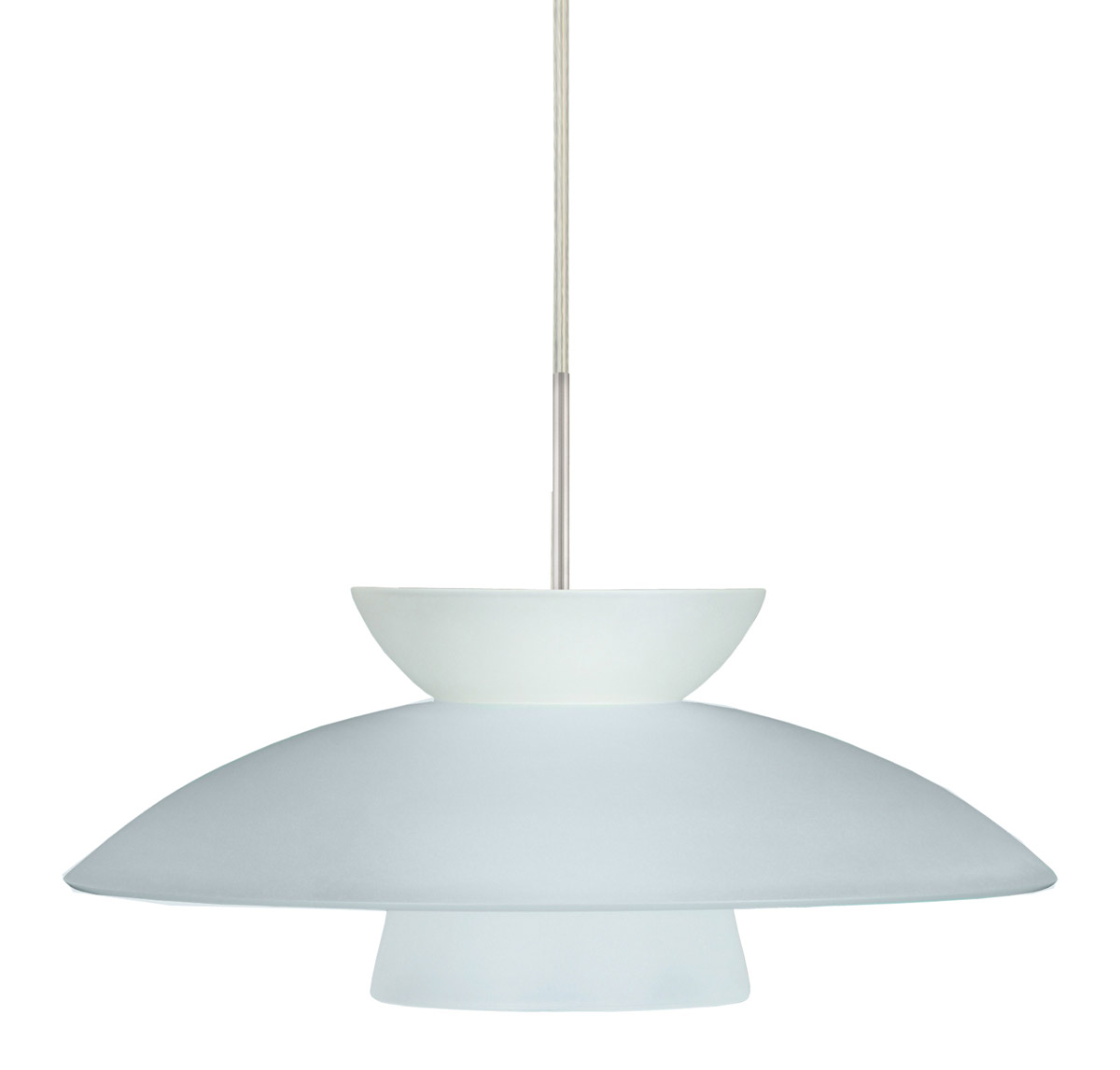 Besa Lighting 1JT-451325-SN Trilo 15 1 Light Satin Nickel Pendant Ceiling Light in Incandescent, Frost Glass