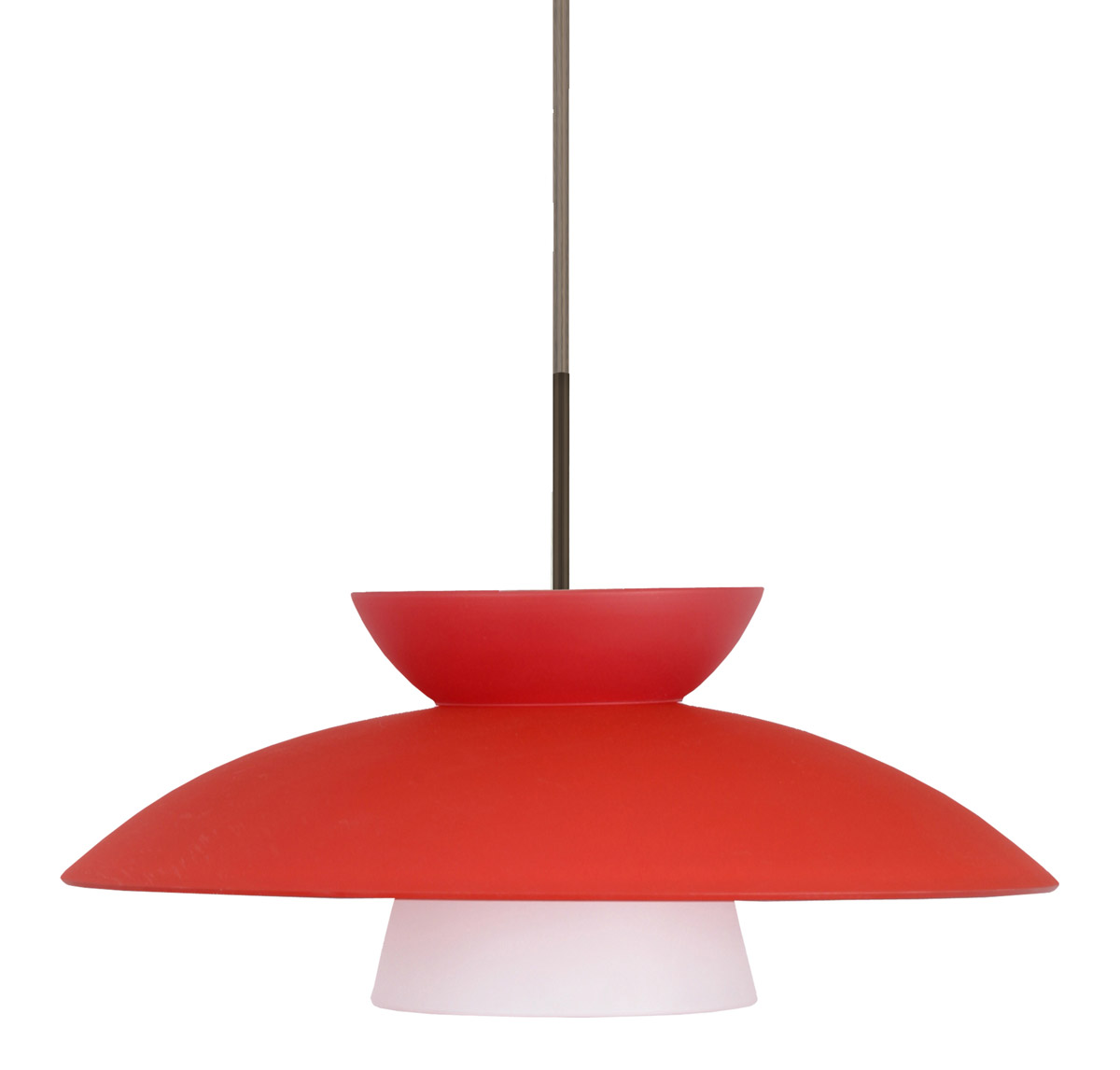 Besa Lighting 1JT-451331-BR Trilo 15 1 Light Bronze Pendant Ceiling Light in Incandescent, Red Matte Glass