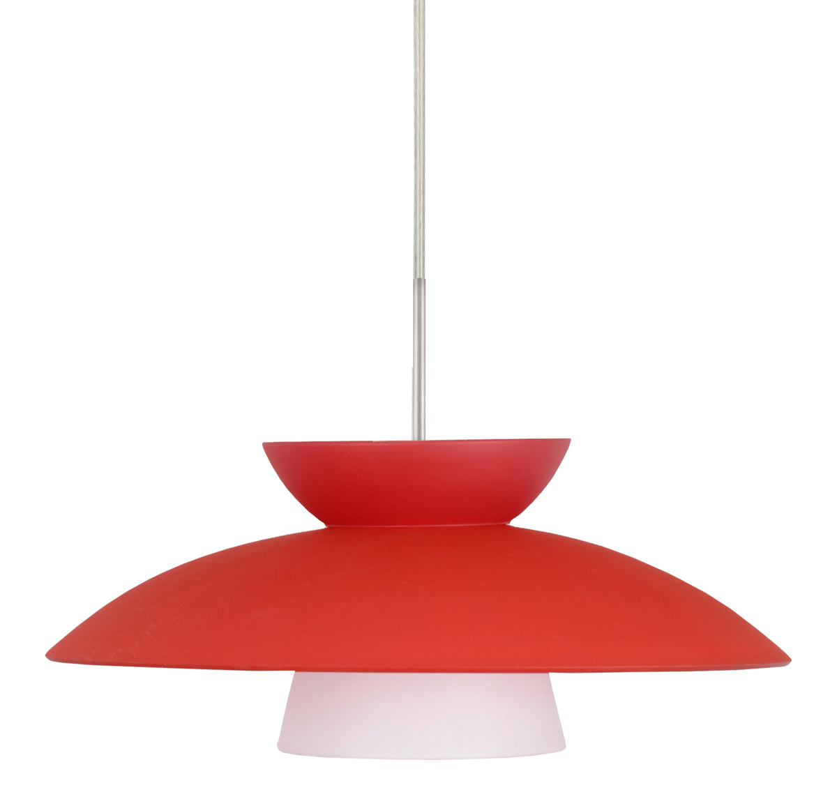Besa Lighting 1JT-451331-LED-SN Trilo 15 LED Satin Nickel Pendant Ceiling Light in Red Matte Glass